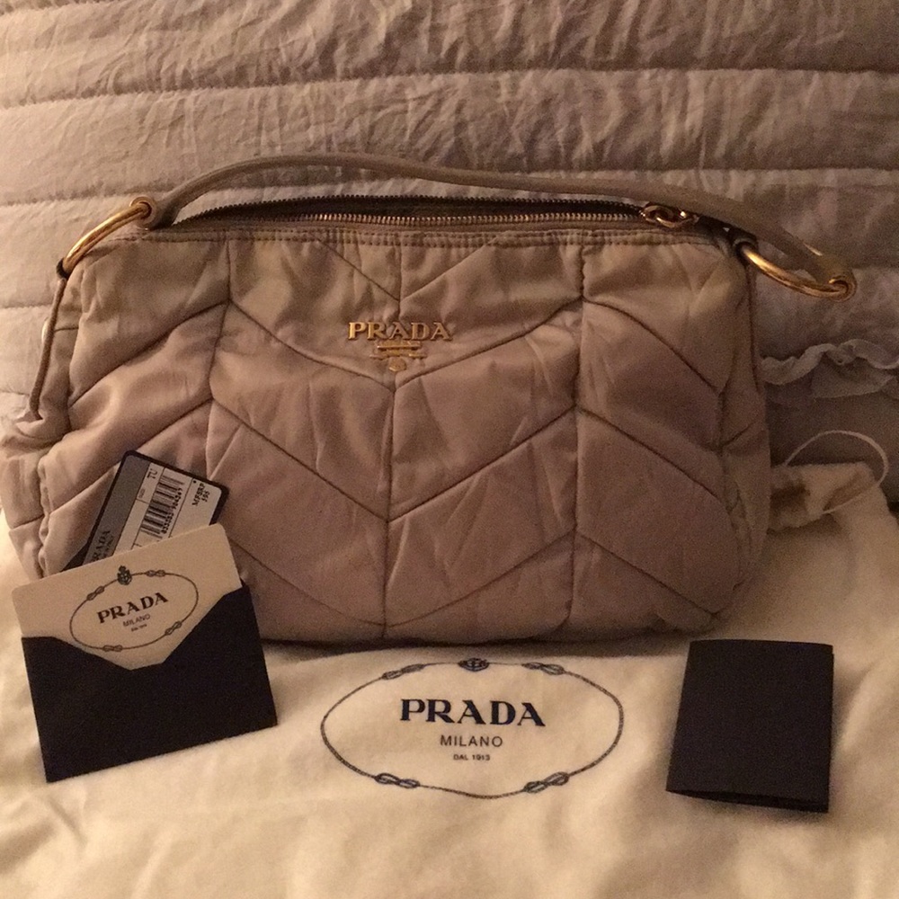 Prada Grey Nylon Shoulder Bag
